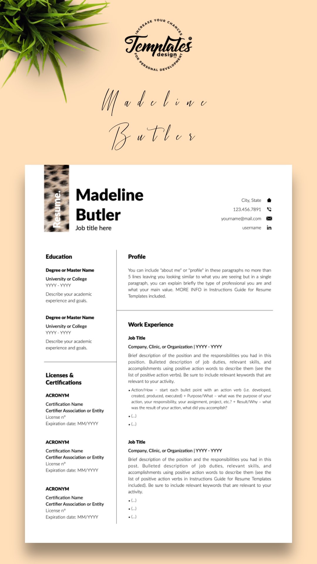 Animal Care Resume Template for Word & Pages (740446)