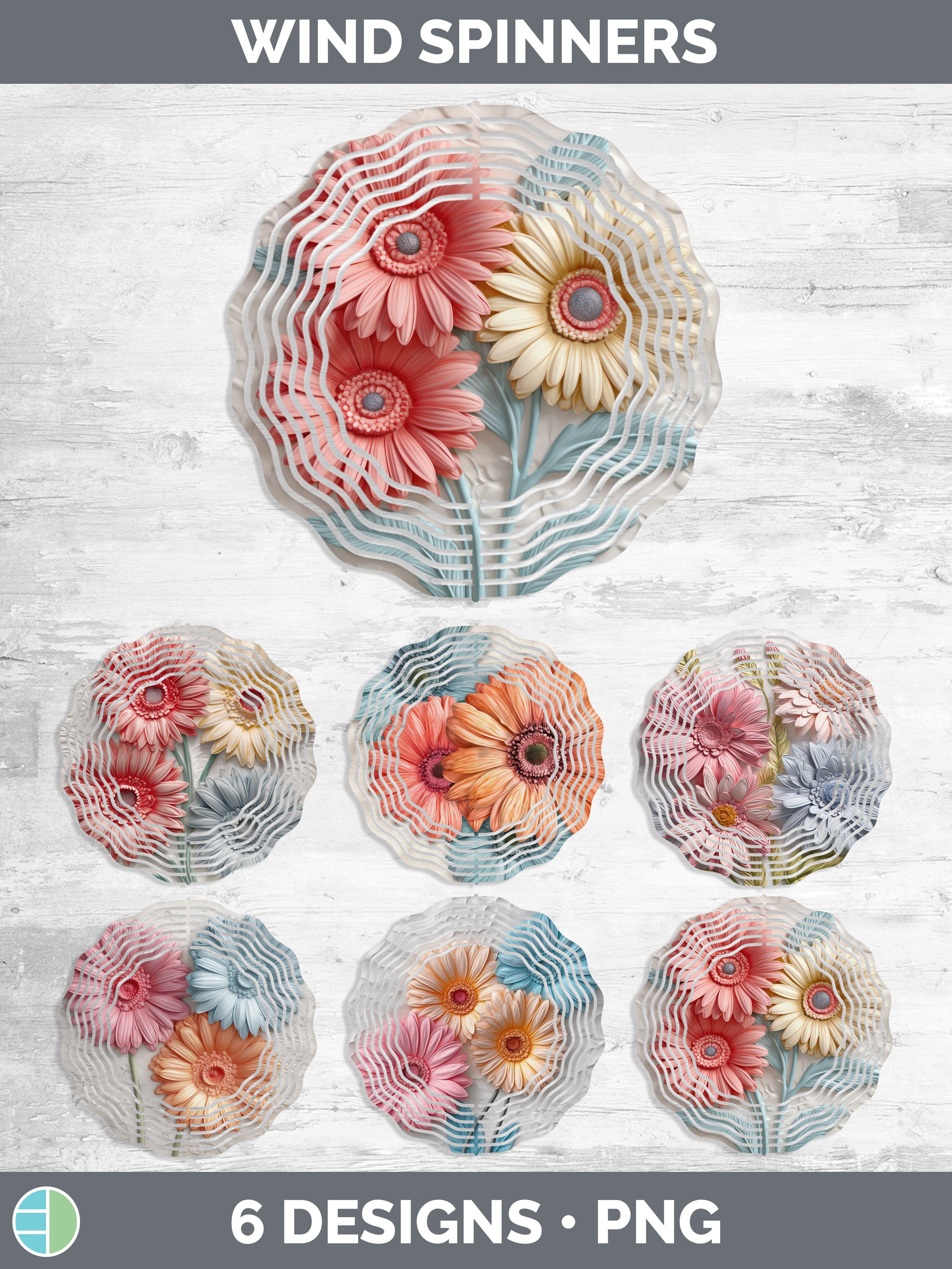 3D Gerbera Daisy Flowers Wind Spinner | Sublimation Spinner