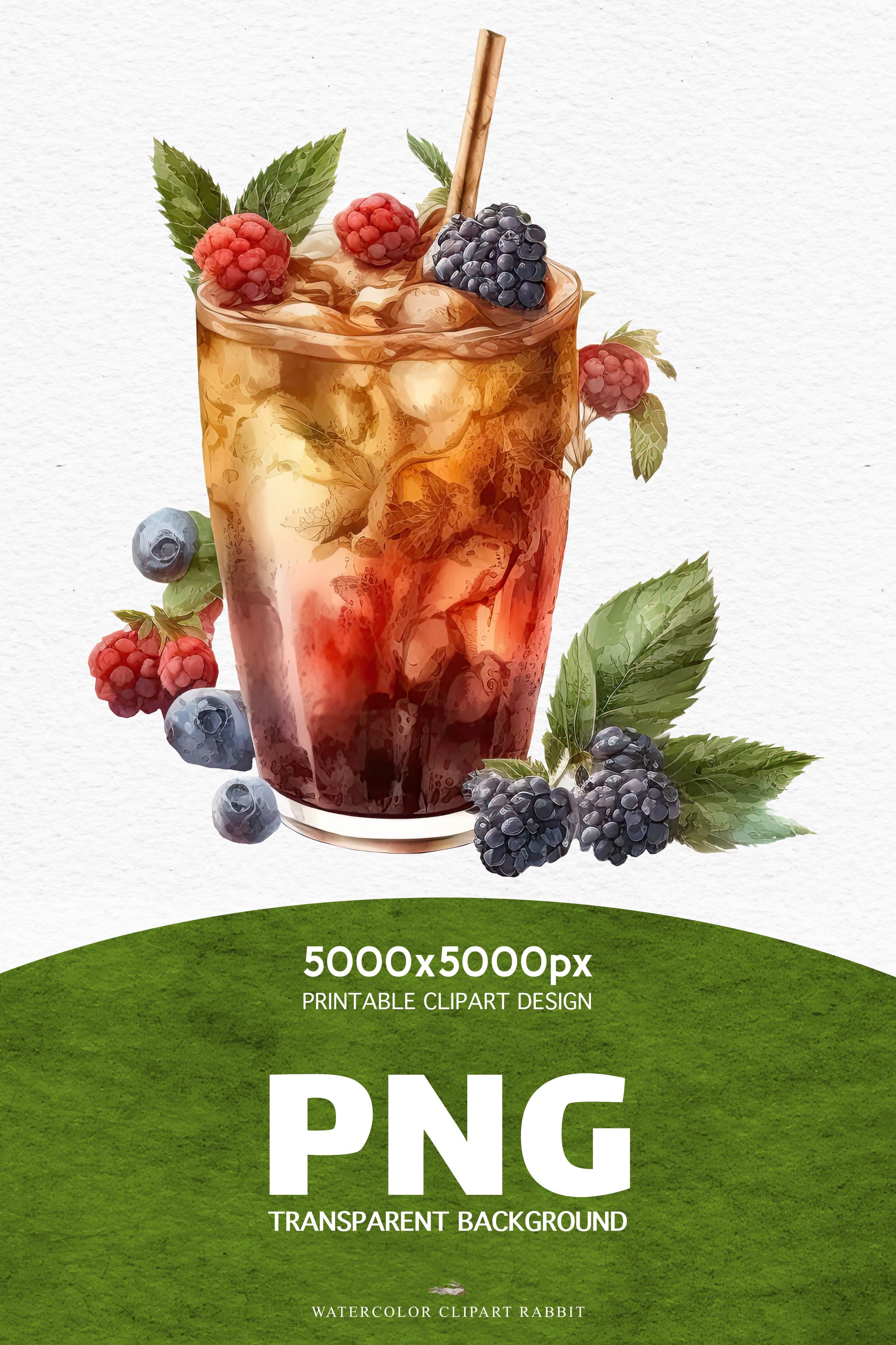 Iced Tea Cold Summer Drinks Lemon Berries Clipart PNG image