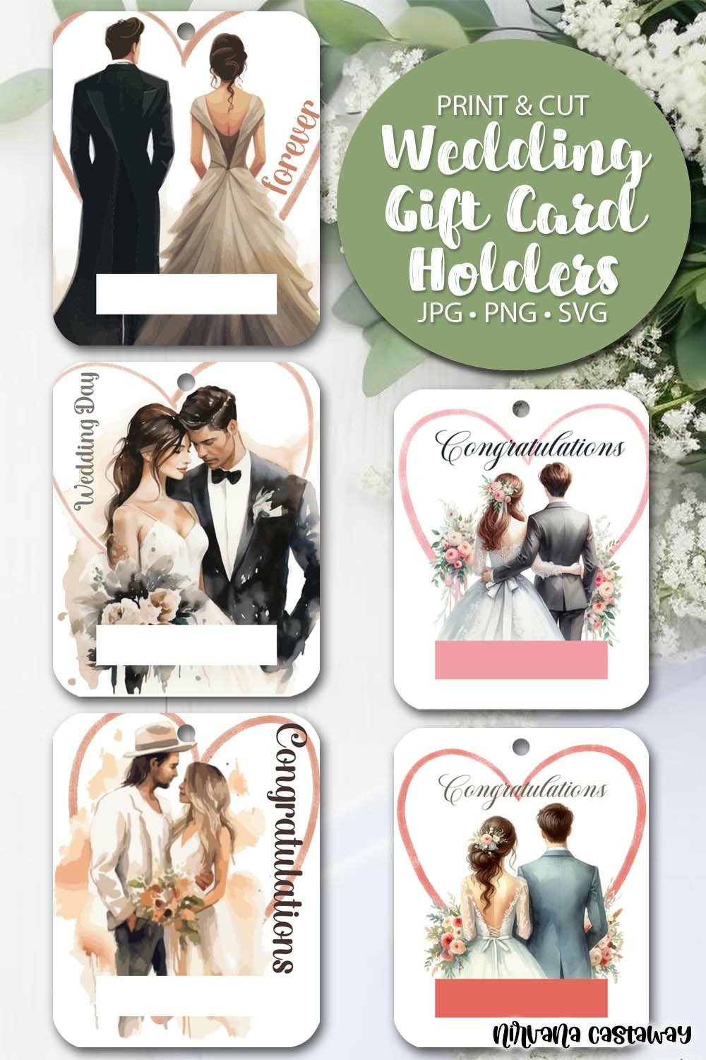 Wedding Money Card Holders: Printable Designs"