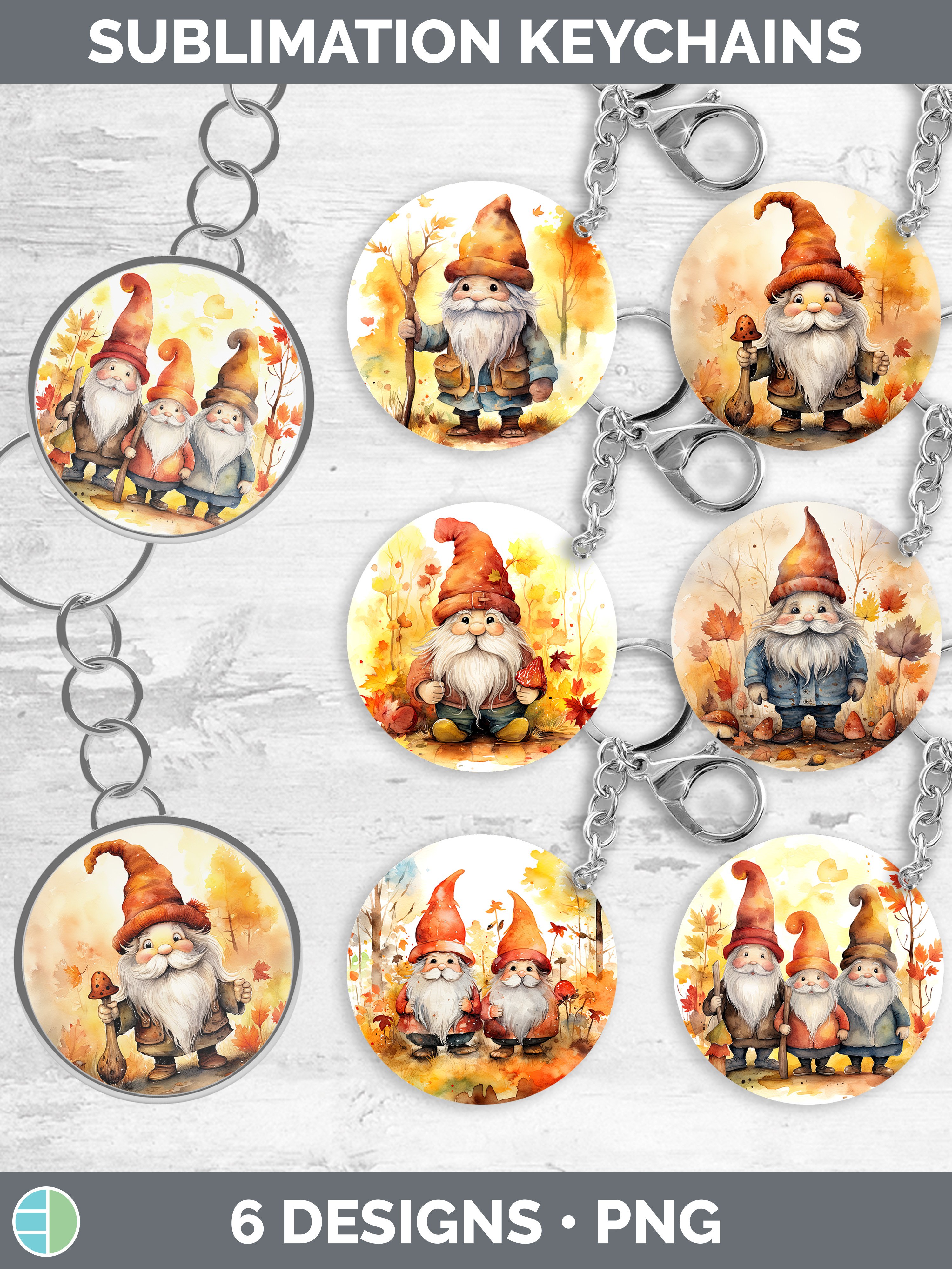 Autumn Gnomes Keychain | Bundle Keyring Designs