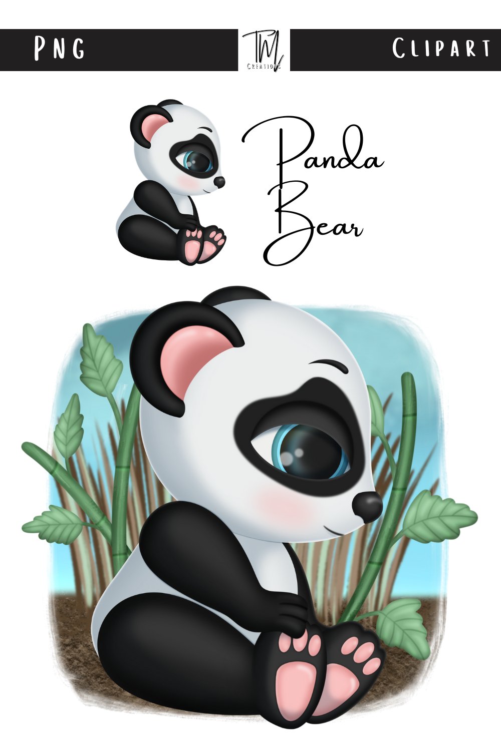 Baby Panda Bear Clipart, Png, Sublimation, Printable