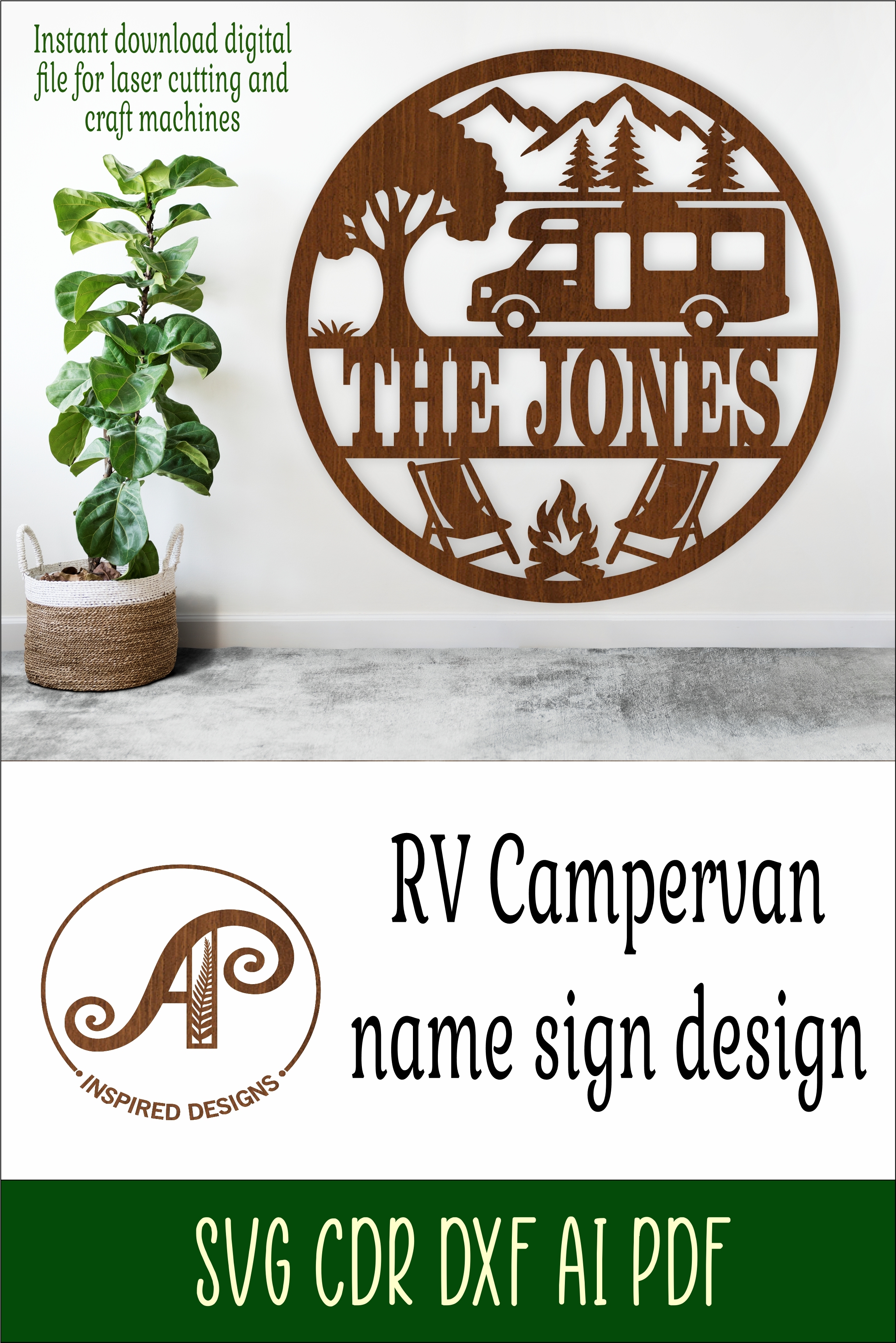 Signatures With Letters Rv RV camper van name sign svg laser cut template