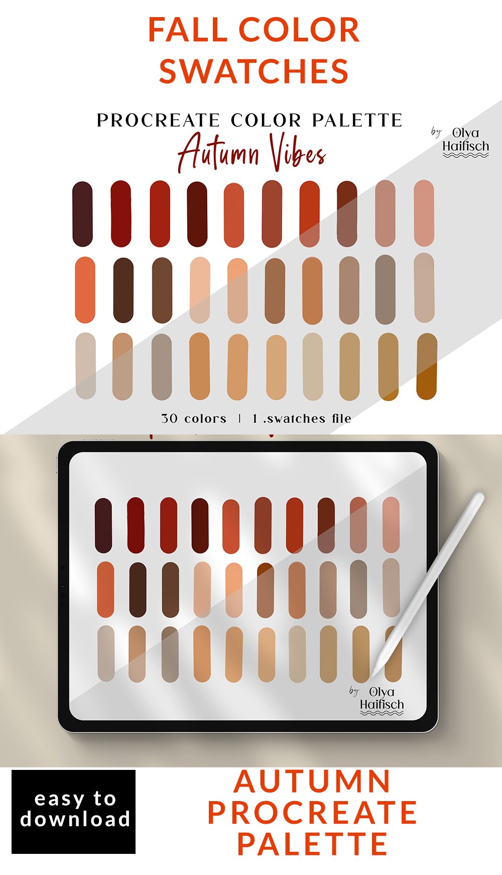 Autumn Procreate Color Palette. Fall Color Swatches