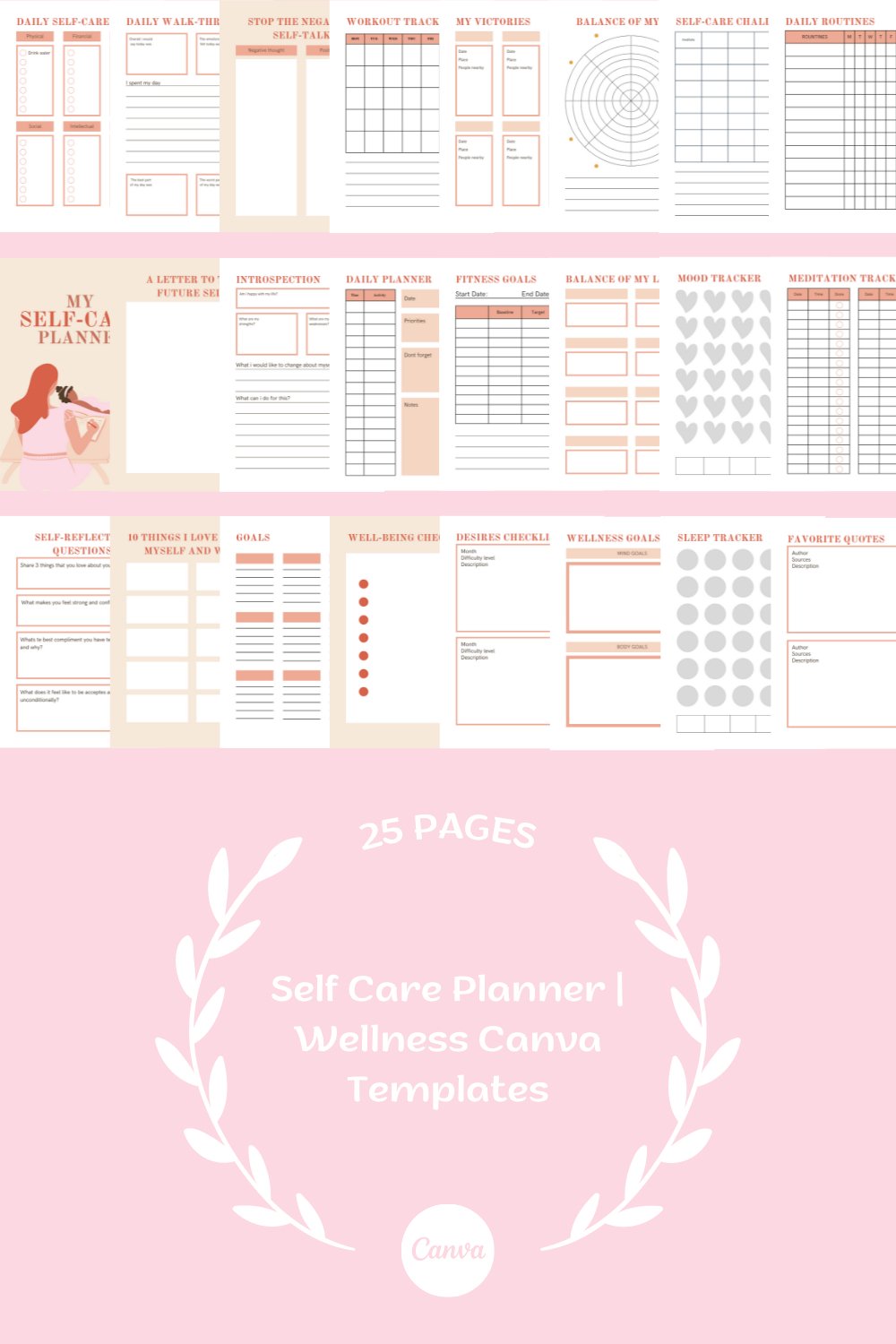 Self Care Planner Canva Templates