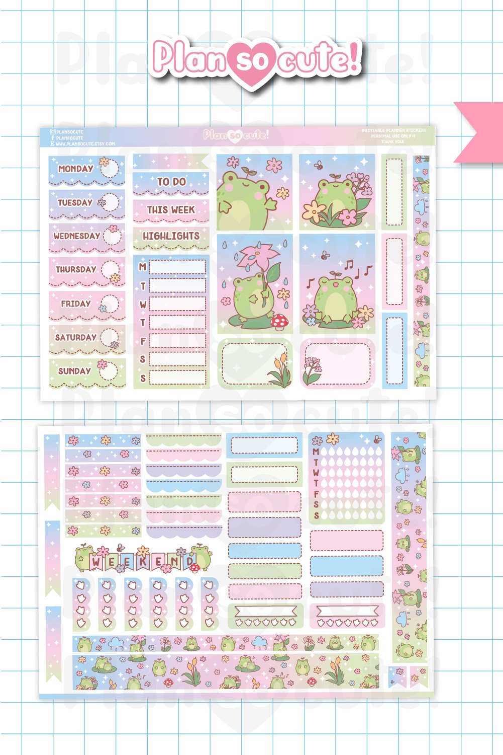 Frog Printable Planner Sticker Kit