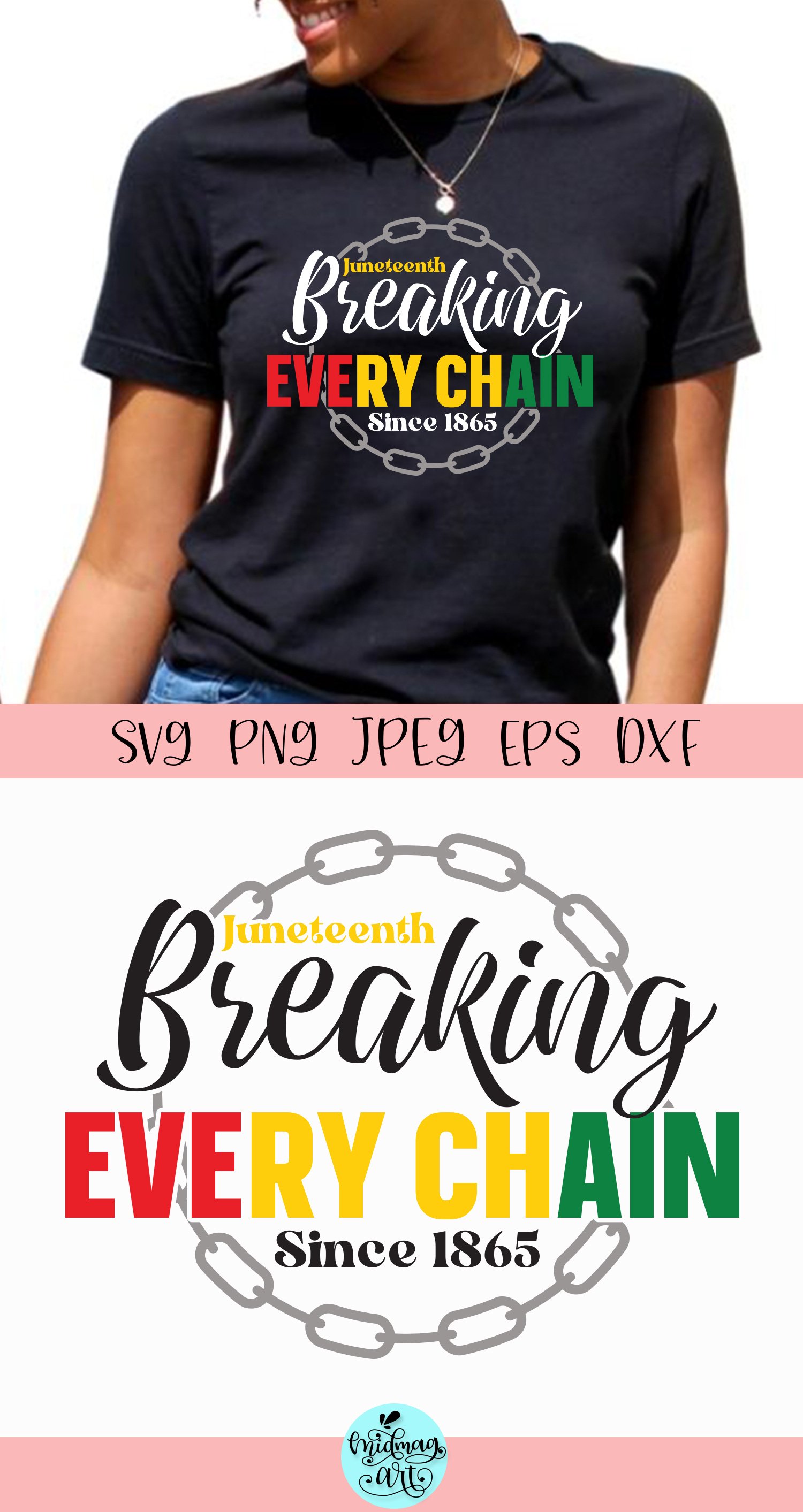 Breaking every chain svg, juneteenth 1865 SVG