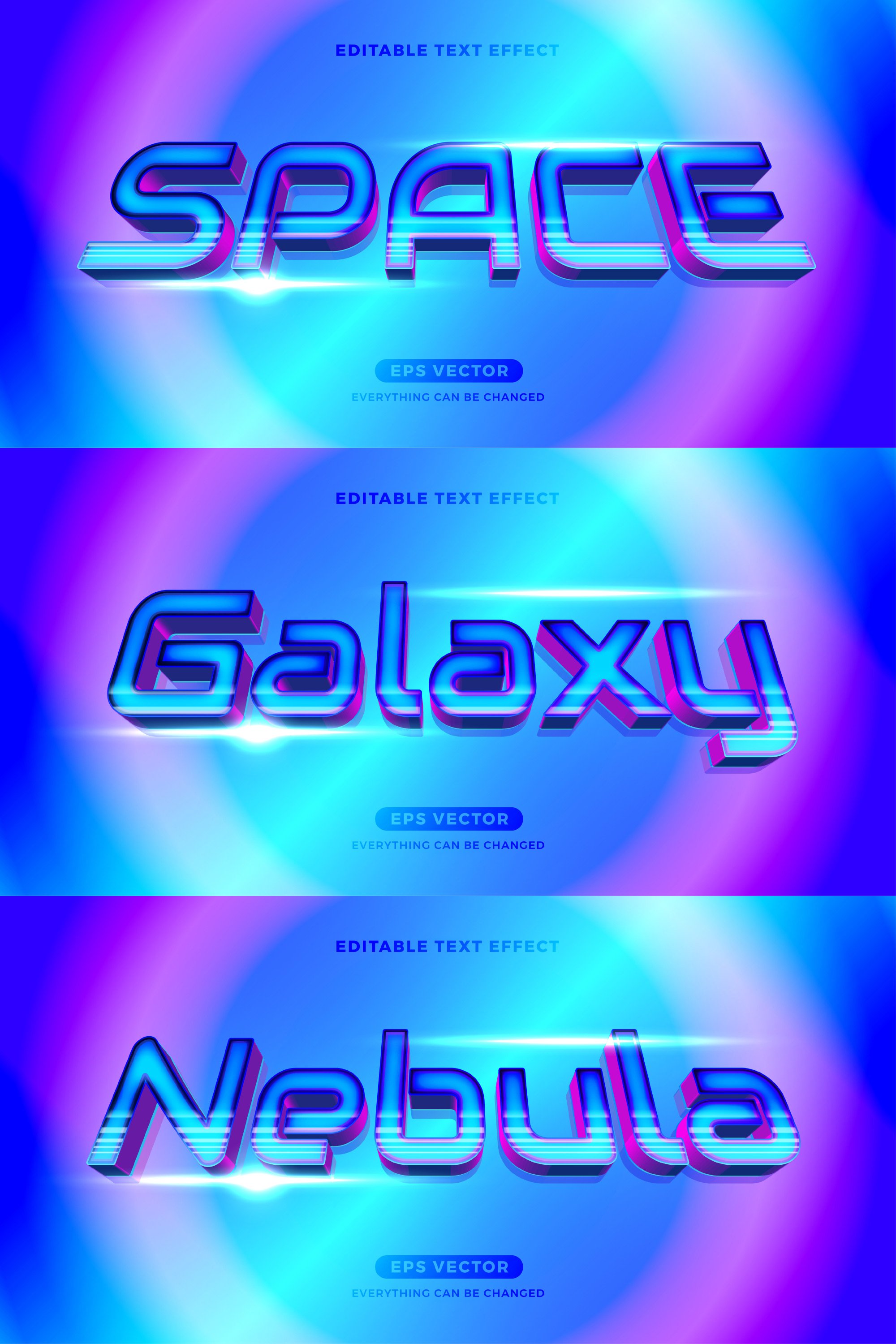 Space editable text effect style vector