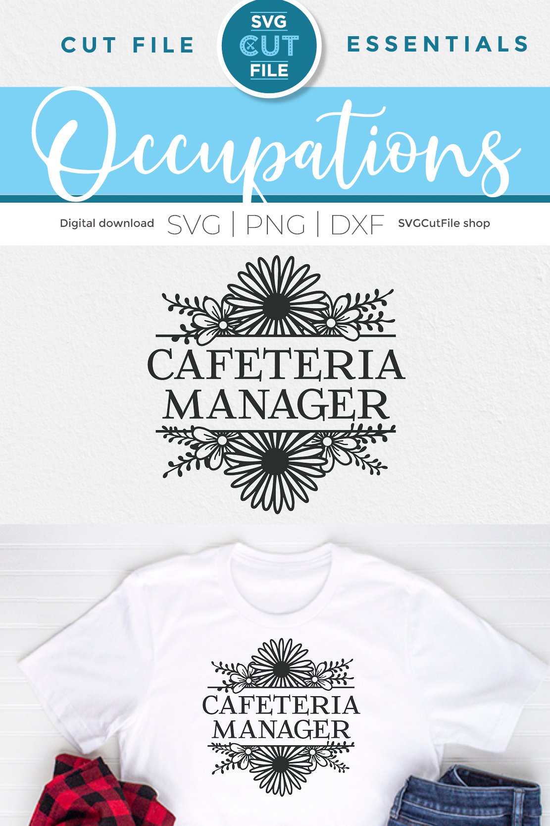 Cafeteria manager svg with flowers