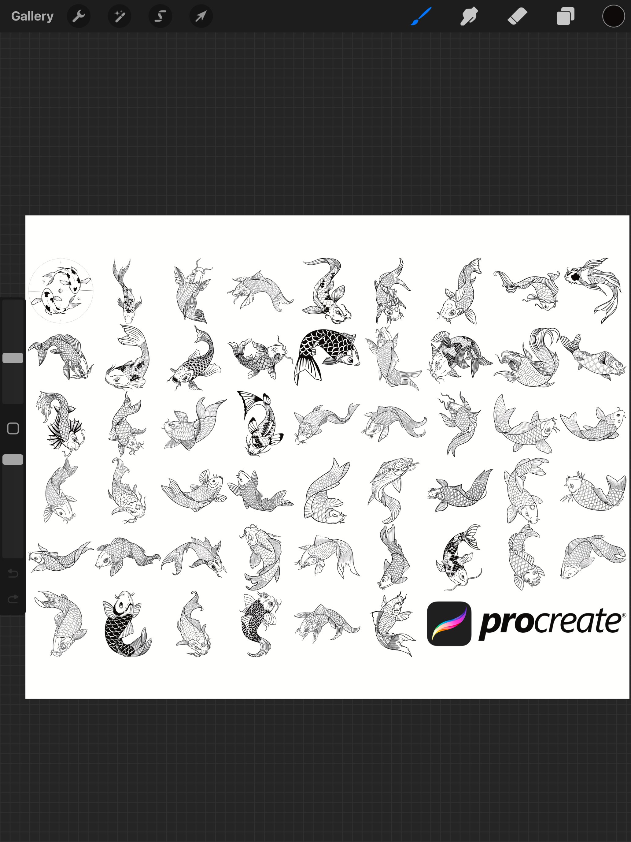 Procreate Koi Fish Tutorial Koi Fish Set 2 Procreate Brush Stamps, 51 Koi Carp