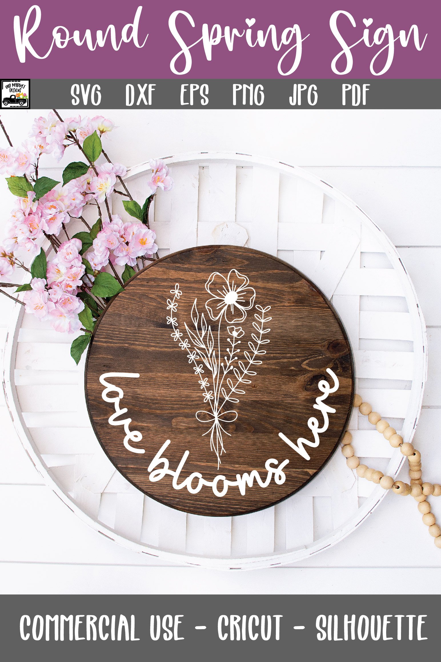 Love Blooms Here SVG File | Round Door Sign SVG File