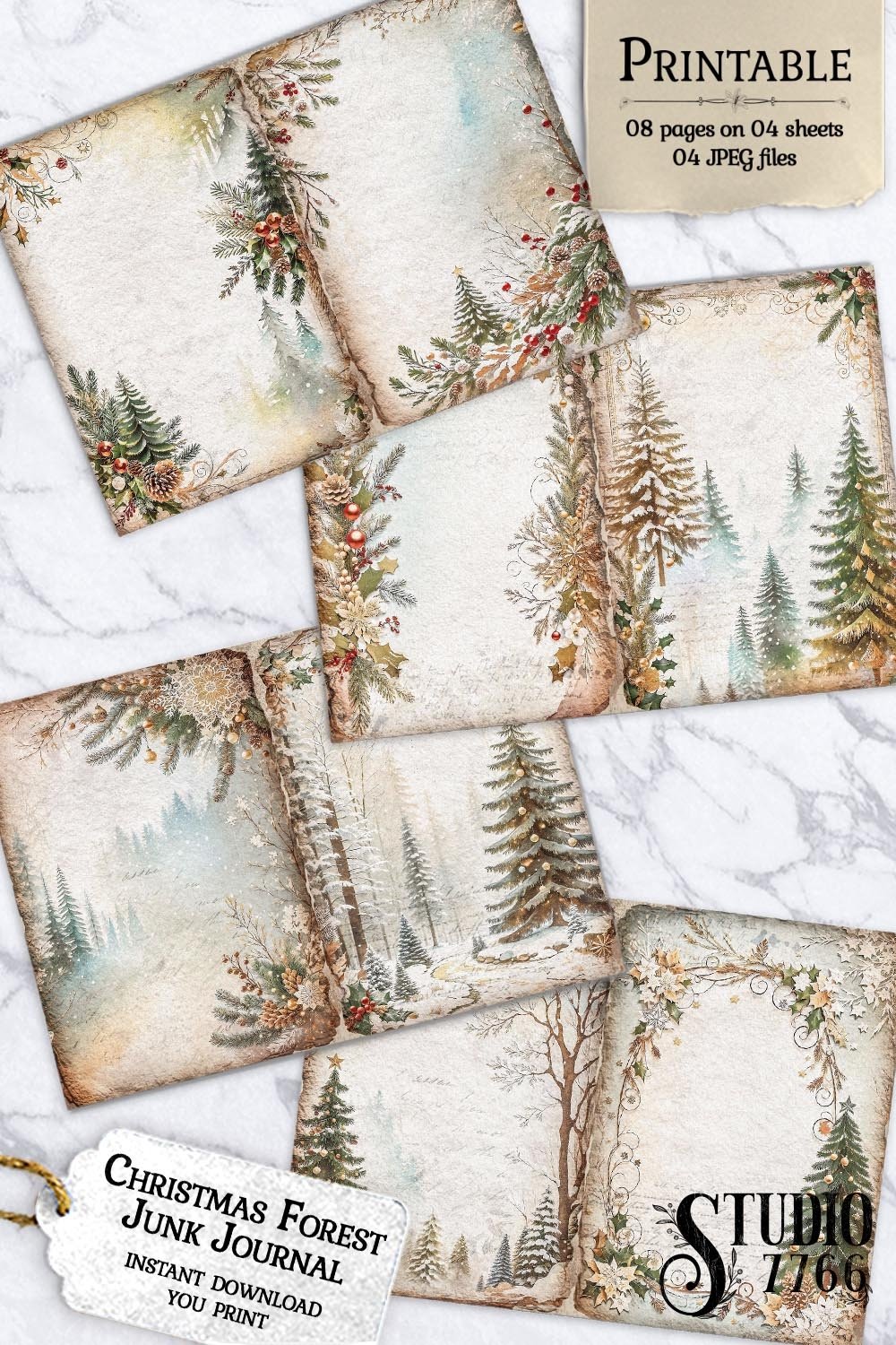 Christmas Forest Junk Journal Pages (3053819)