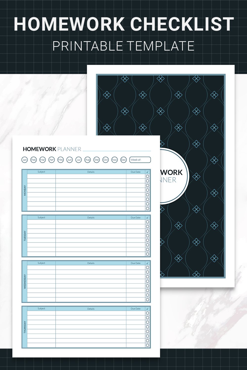 Homework Checklist Printable Template