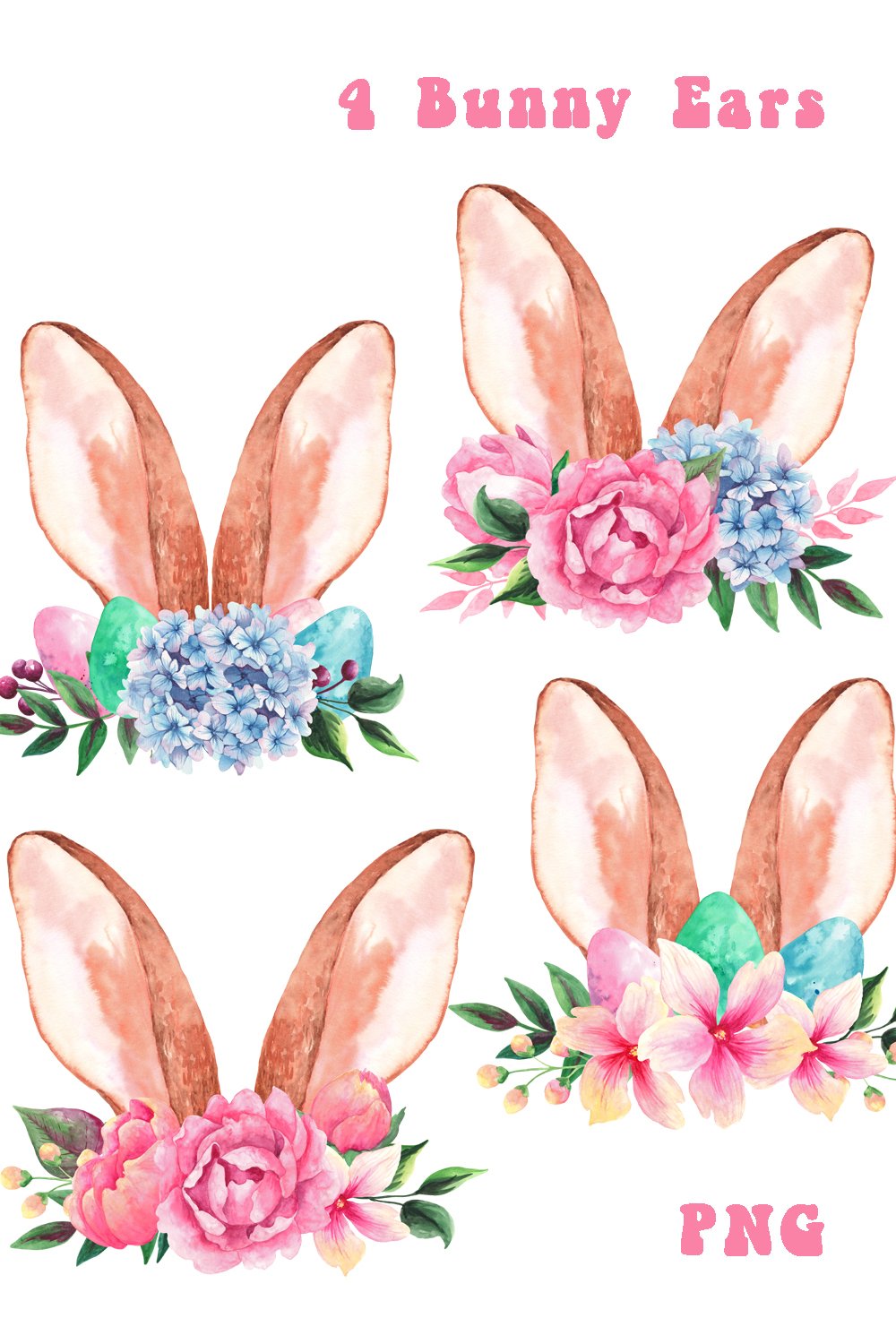 Watercolor Easter Bunny Ears PNG Clipart, My First Easter