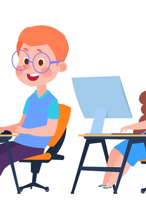 Children and computer science. Informatics lesson, cartoon b