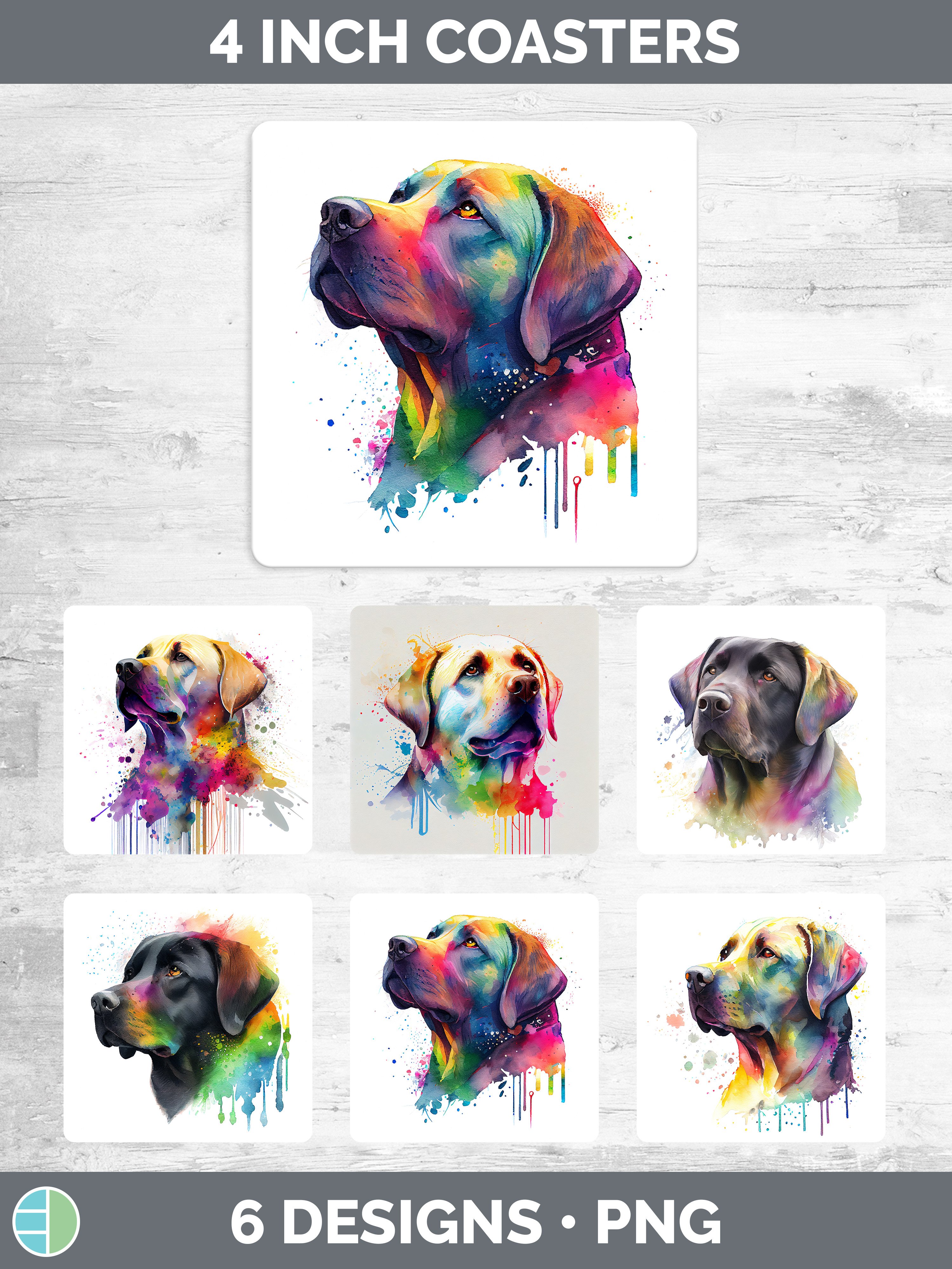 Labrador Coasters Rainbow Labrador Retriever Dog Square Coaster | Sublimation
