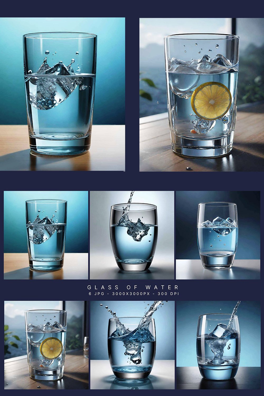 Clear Glass with Splashing Water and Ice Cubes - 6 JPG