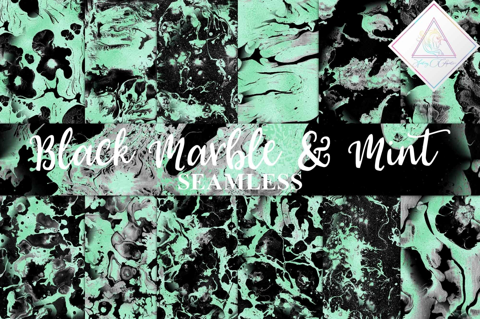 Black Marble &amp; Mint Foil Digital Paper