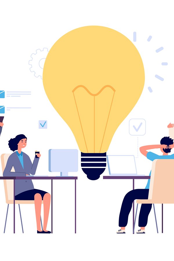 Teamwork concept. Creative idea, working process vector illu