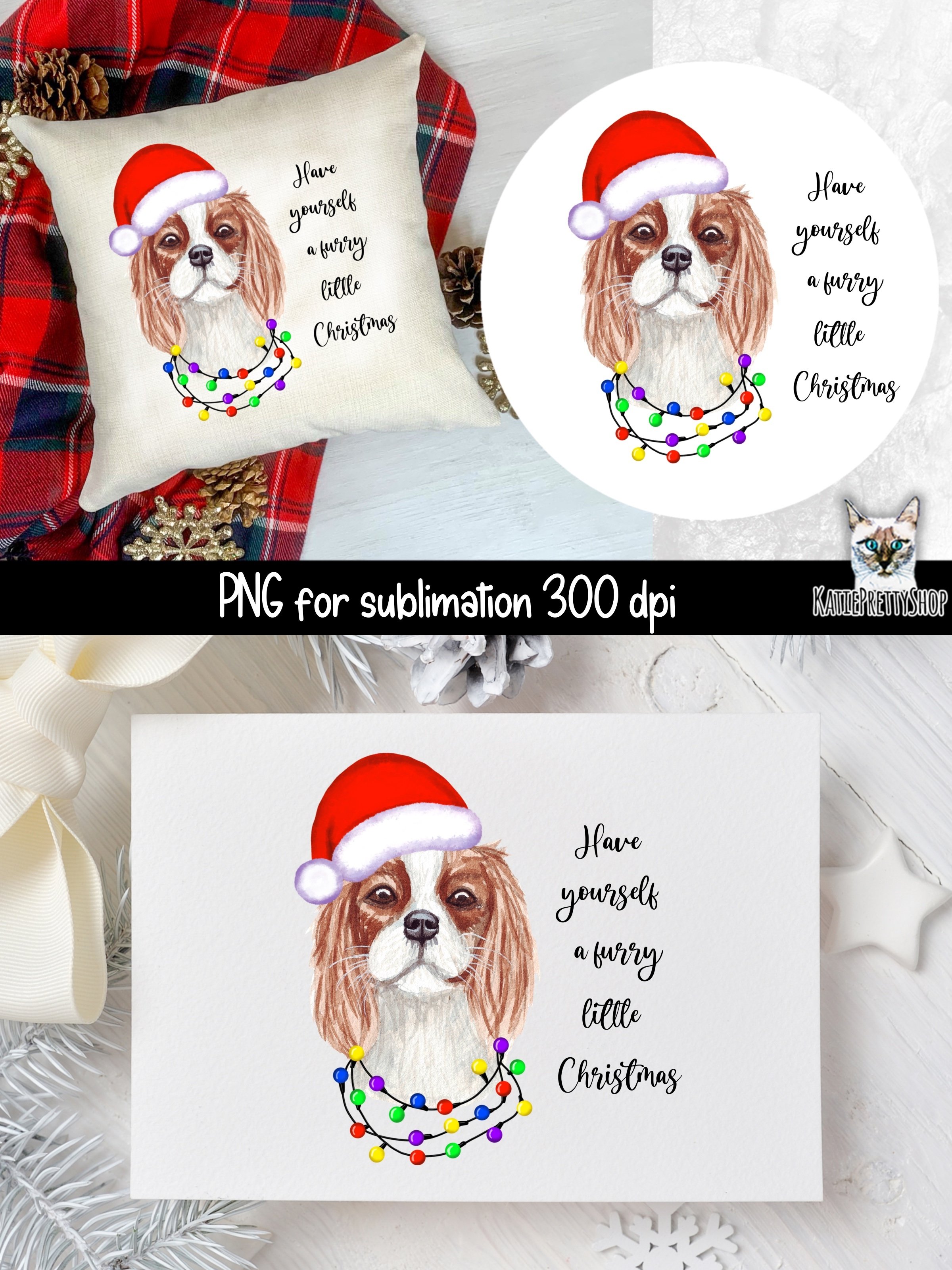 OUSIO Christmas Dog Earrings - Cute Cavalier King Charles Spaniel With Santa Hat & Scarf Acrylic Dangle Earrings For Women - View #8