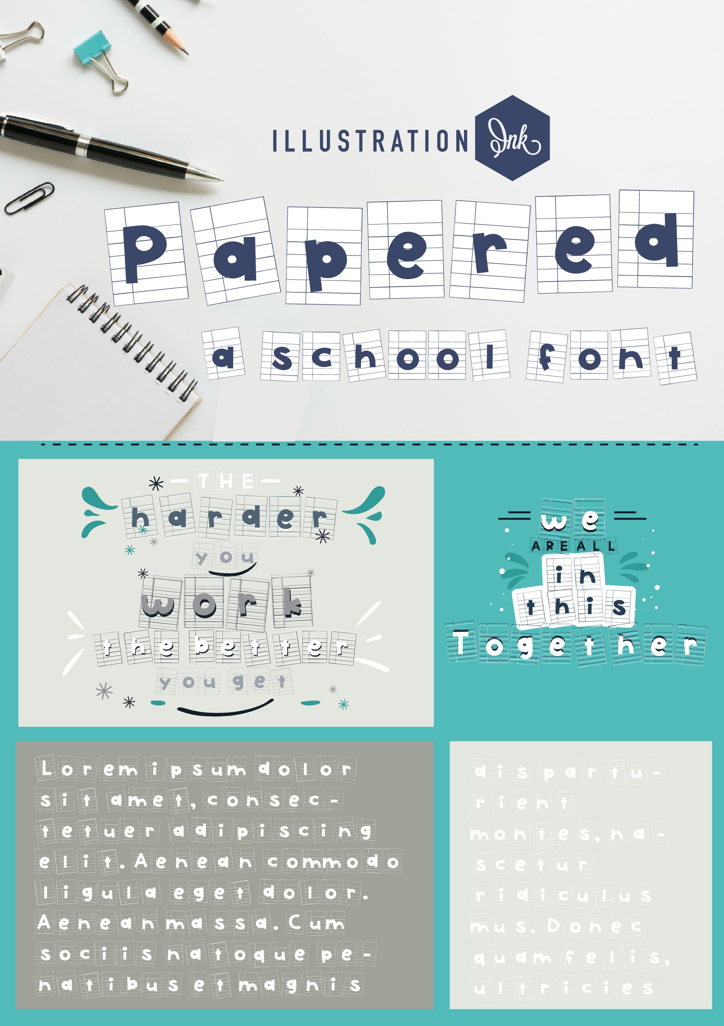 Hand-crafted, youthful school font for teachers and students