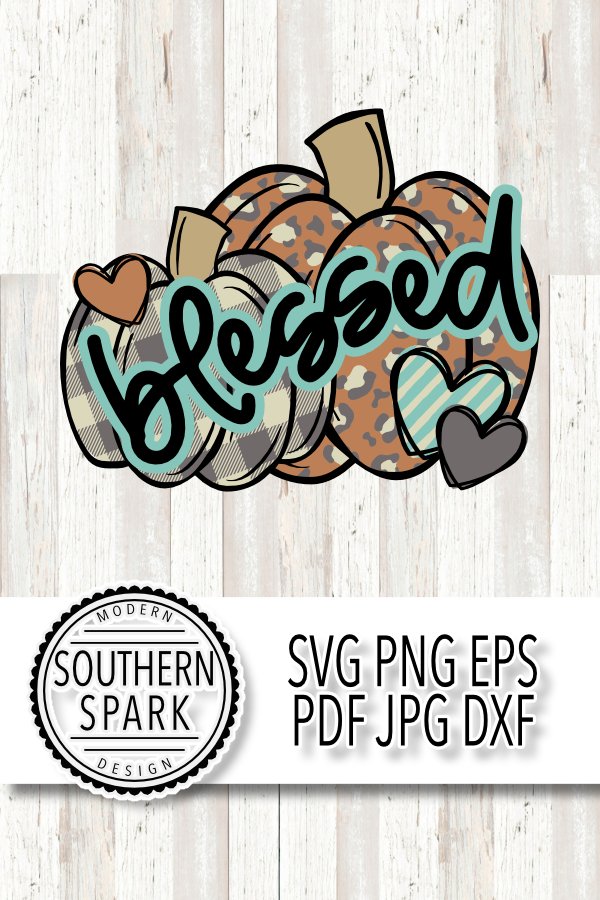 Fall Blessed Pumpkins Leopard Print Buffalo Check