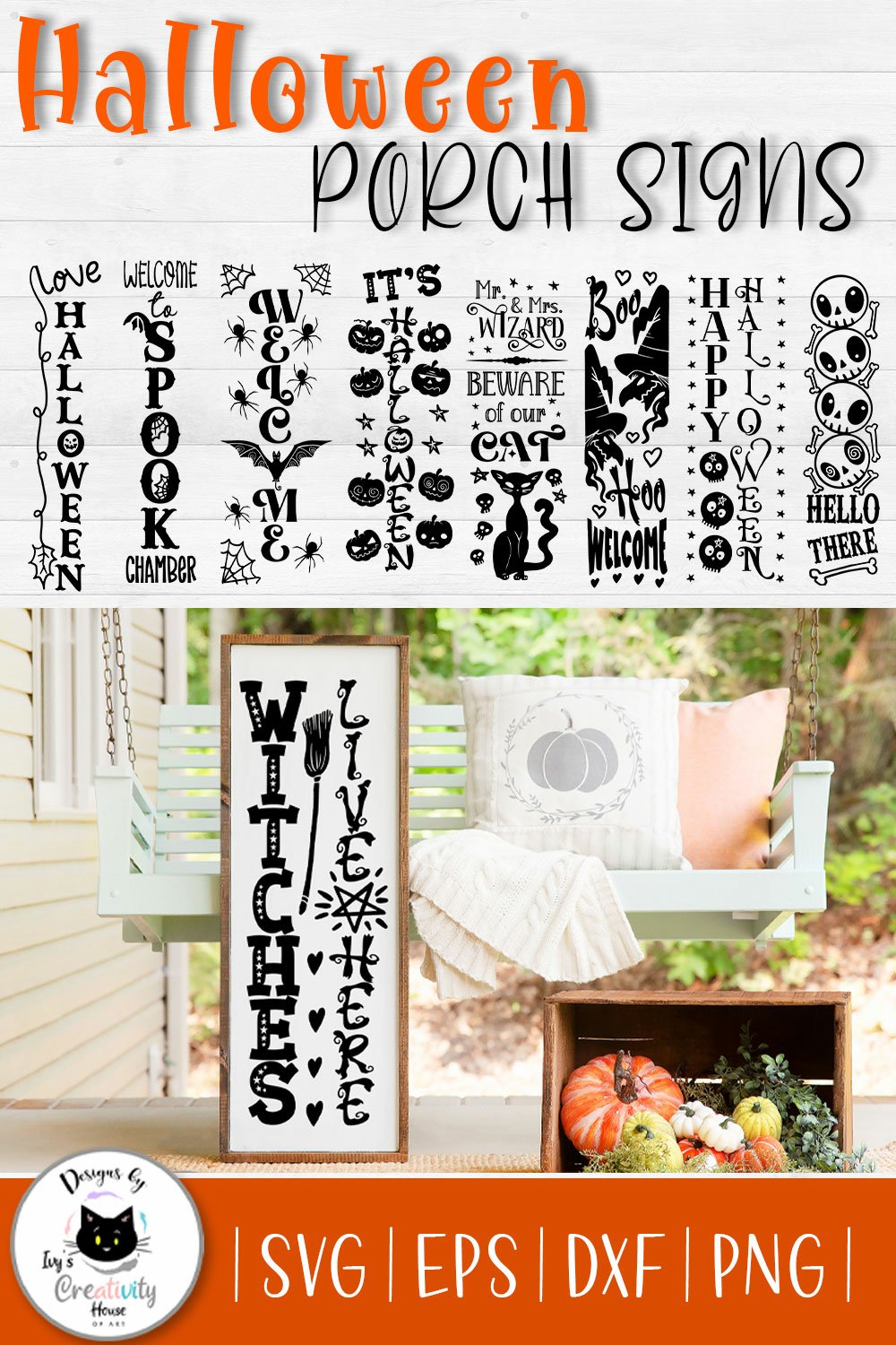 Vertical Halloween Porch Sign Bundle | Spooky SVG Signs