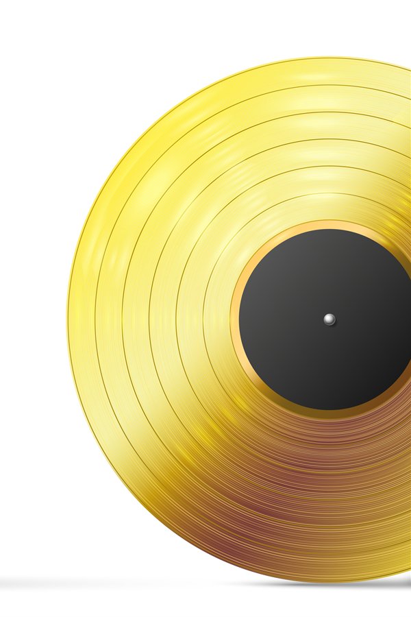Golden vinyl record. Realistic template vector illustration