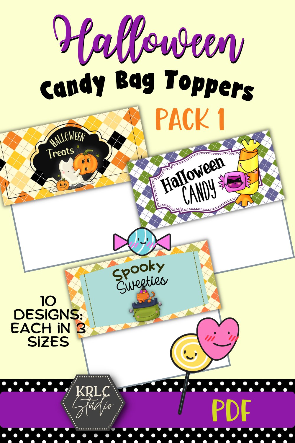 Printable Halloween Candy Bag Toppers - PACK 1