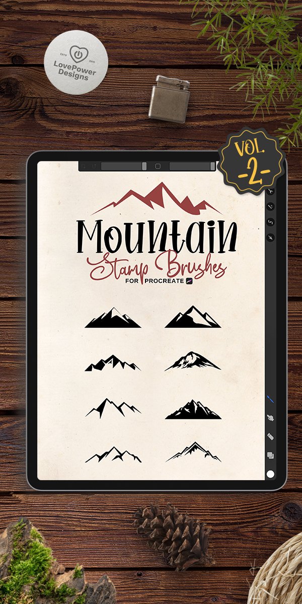 Procreate Stamp Brushes 9 Mountain Brushes for (1003702)