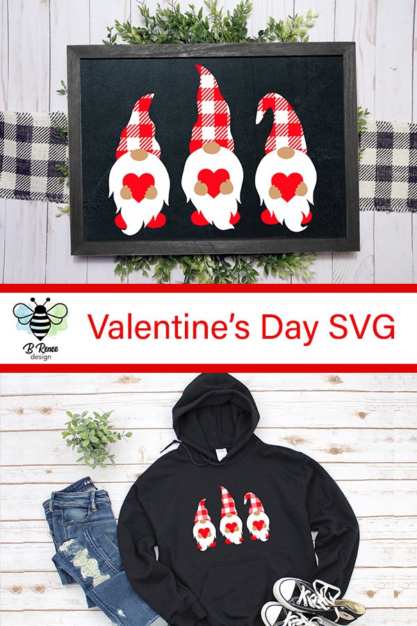 Valentines's Day Gnomes with Buffalo Plaid Hats and Hearts