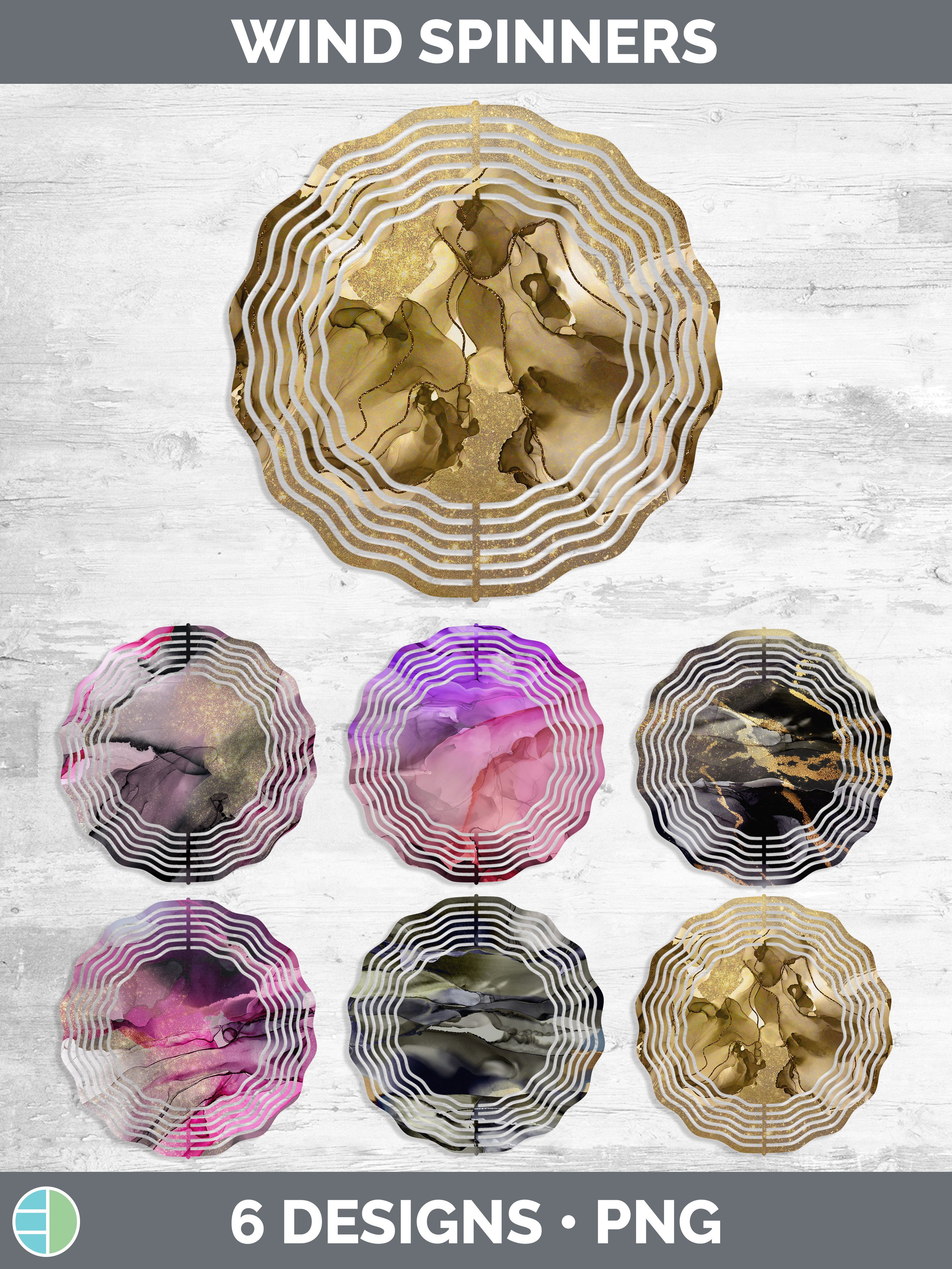 Pink Alcohol Ink Wind Spinner | Sublimation Designs Bundle