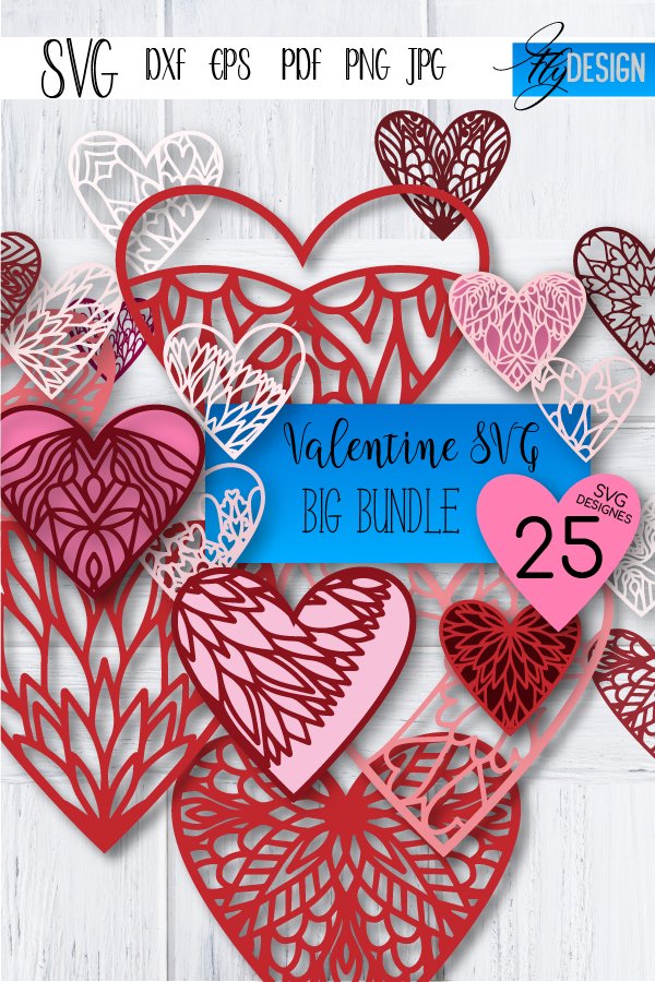 Valentines SVG big bundle. Valentines Day SVG. Mandala Heart