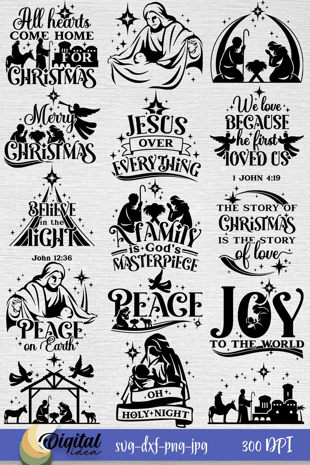 Nativity Christmas Svg Bundle. Nativity Scene. Bible verse