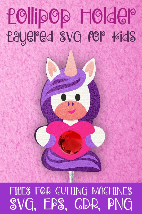Unicorn Lollipop Holder - Valentines Template SVG (1146610) | Paper