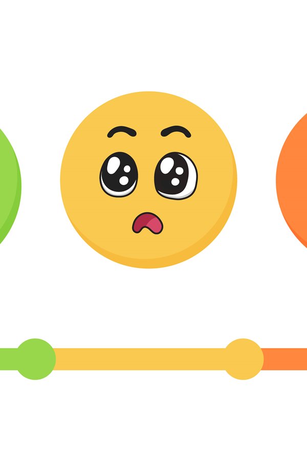 Emotions faces from happy to angry. Mood indicator scale, cu
