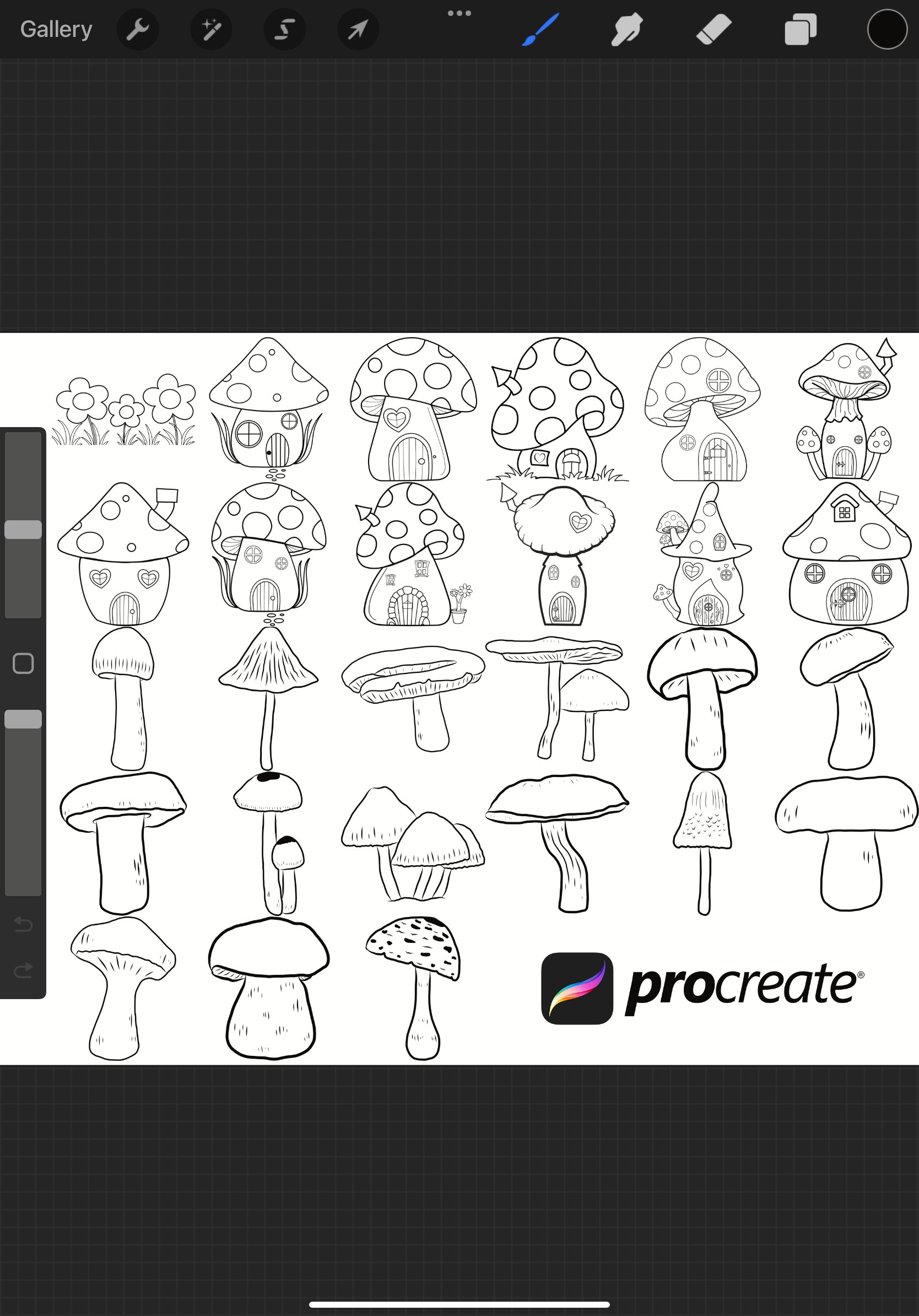 Mushrooms Set 2 Procreate Brush Stamps, 27 Mushrooms