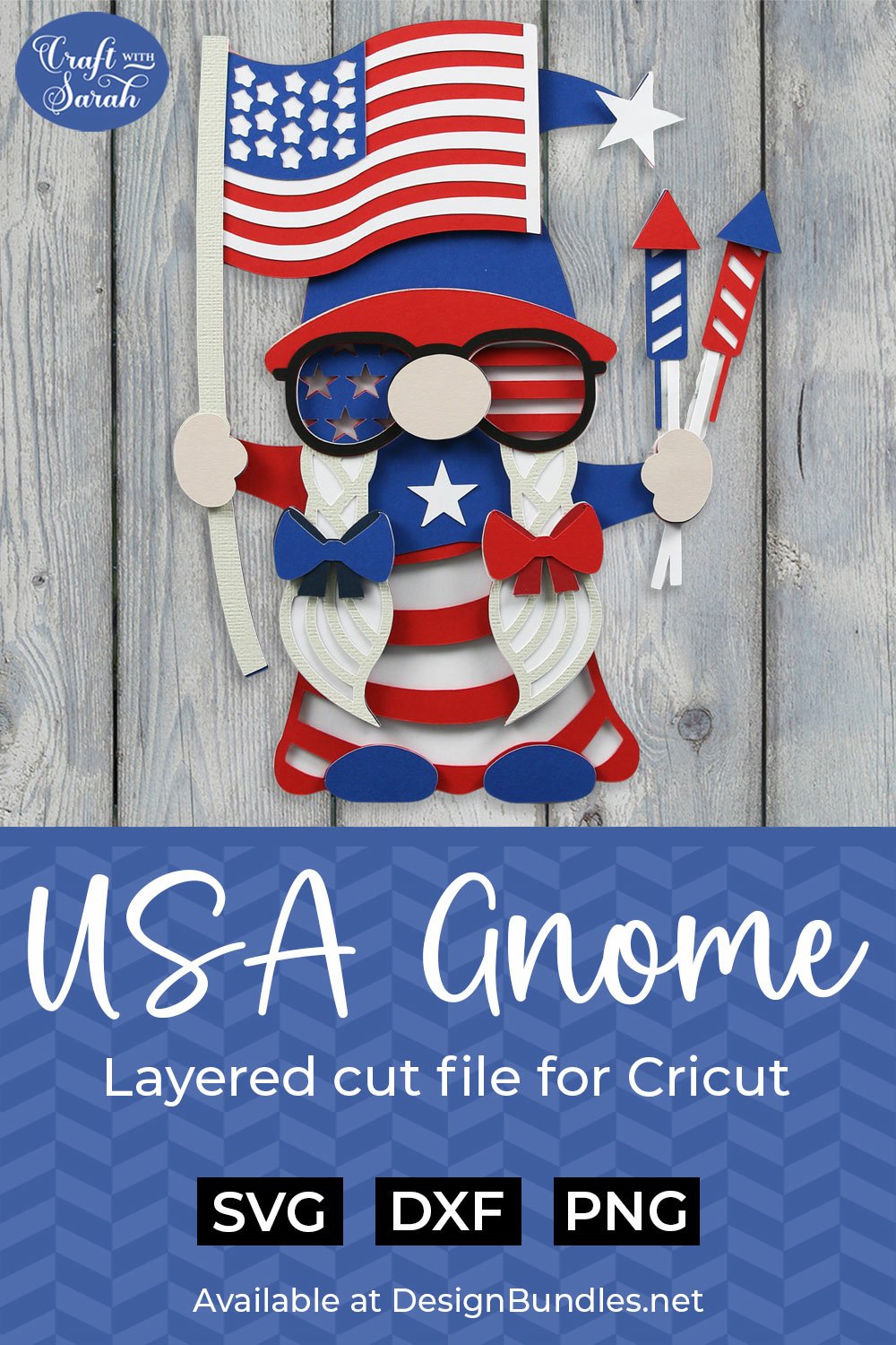 Female 4th July Gnome SVG | 3D Layered Patriotic USA Gnome (1960207