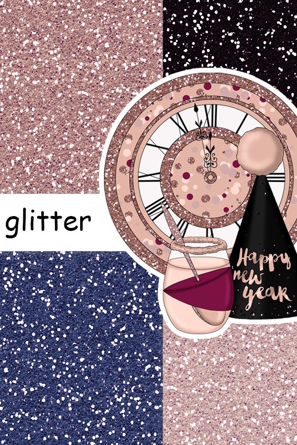 New Year Glitter Textures | Rose Gold Glitter