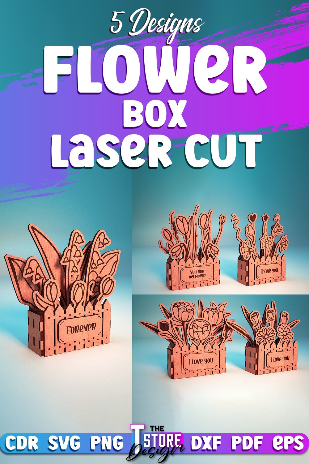 Flower Box Laser Cut SVG Bundle|Flower Laser Cut SVG Bundle
