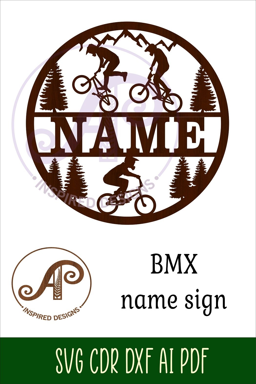 BMX name sign svg laser cut template