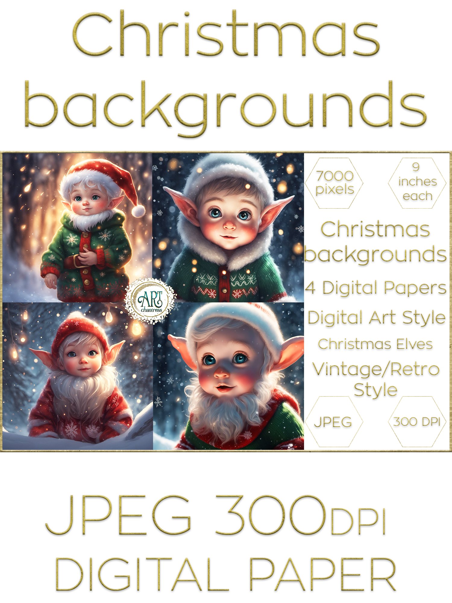 Christmas Elves digital background Vintage Elf 4 (2932261)