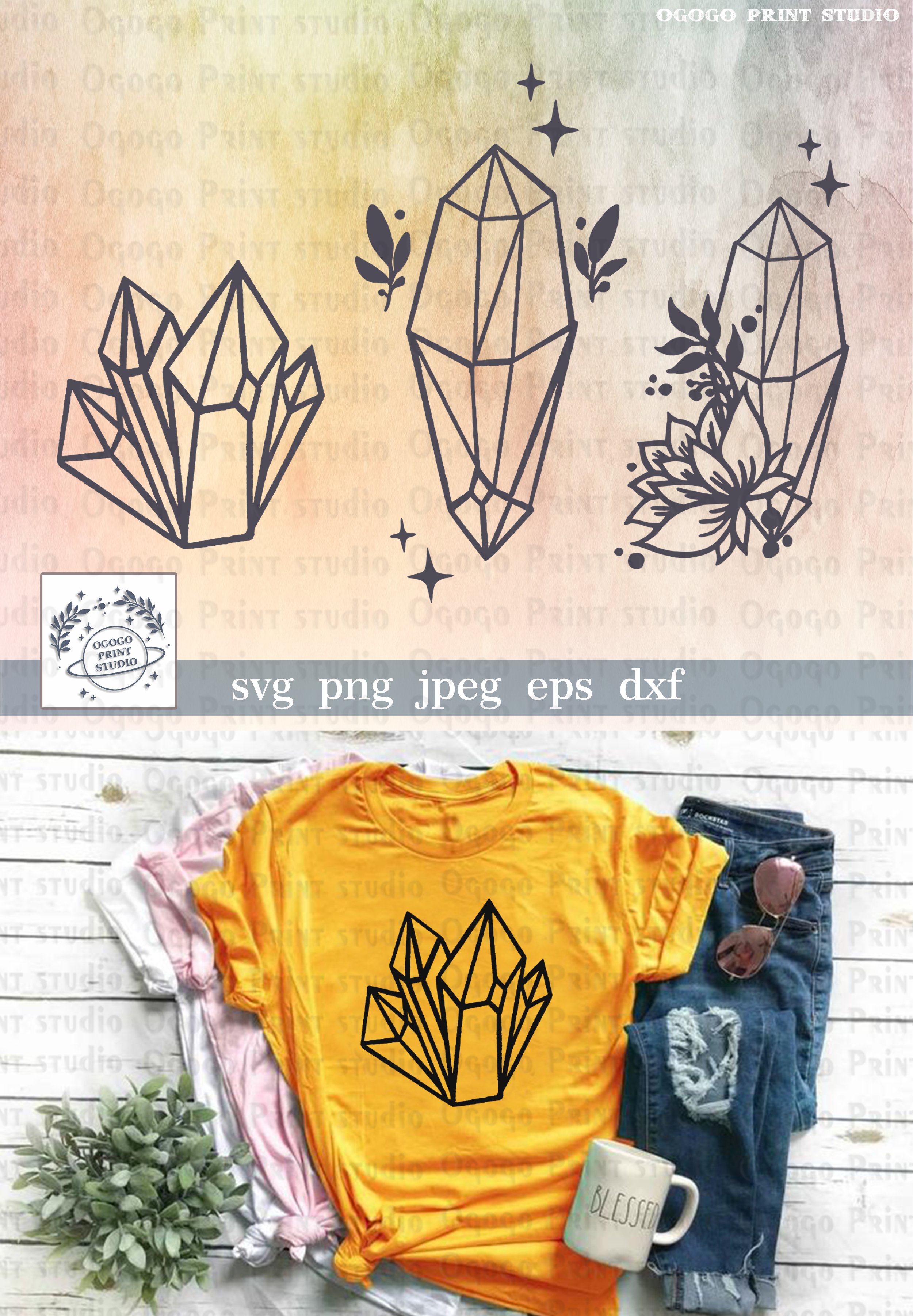Crystal SVG, Zentangle SVG, Sublimation Png, (1563574)