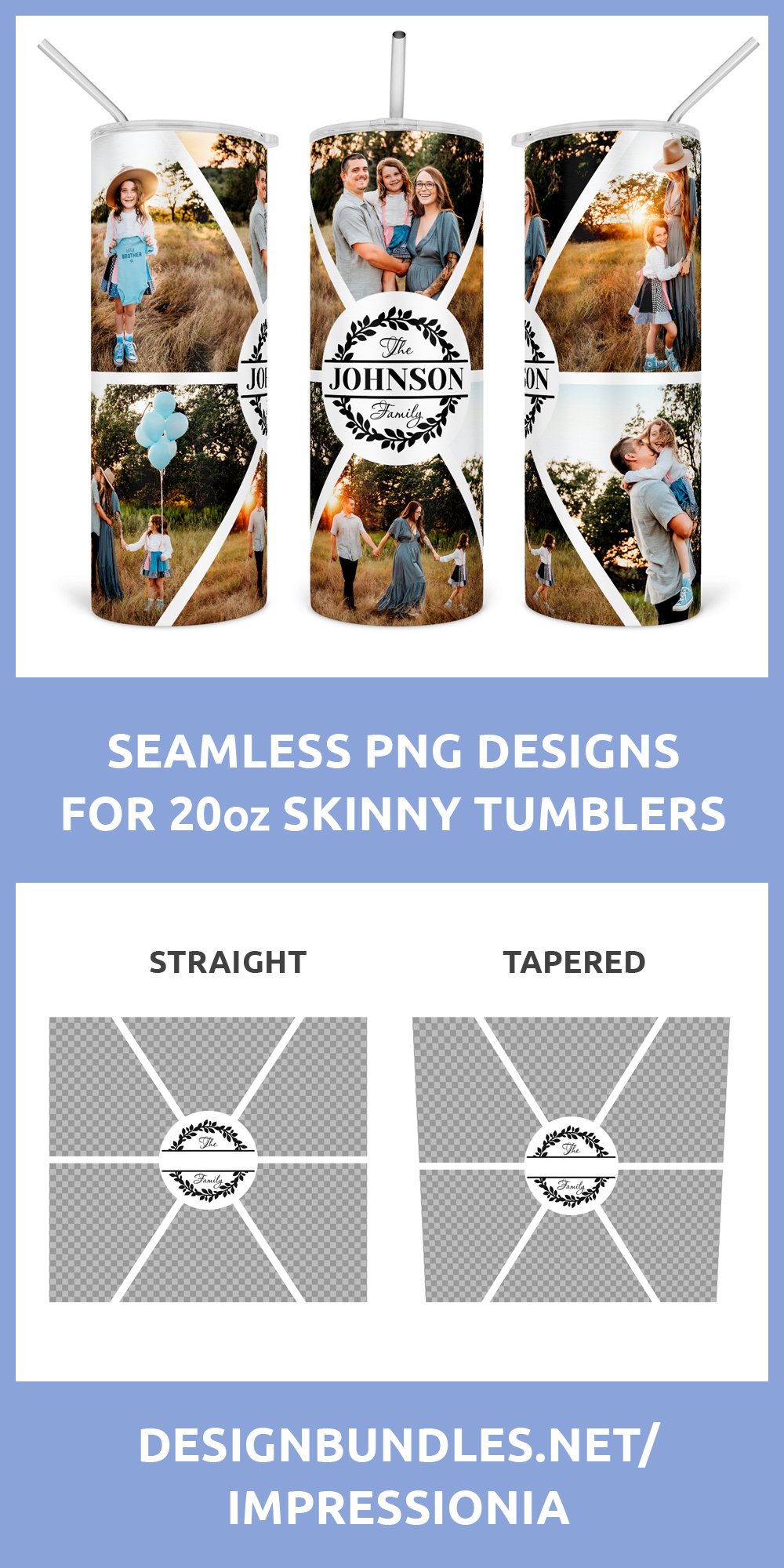 family-name-photo-collage-tumbler-seamless-sublimation-png