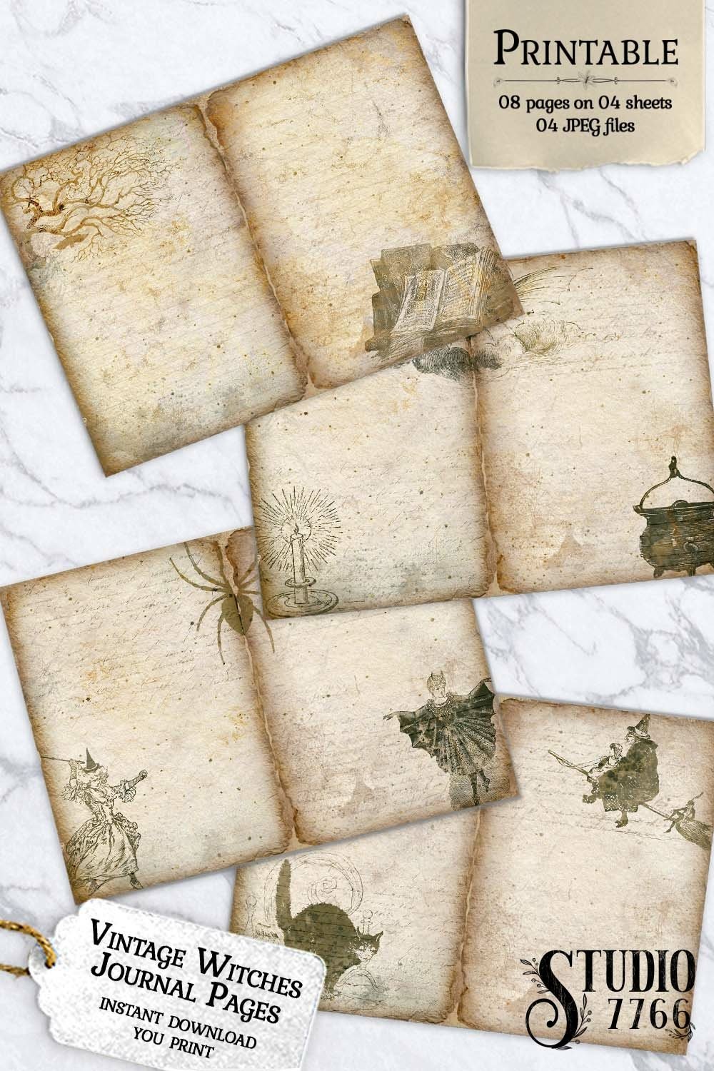 Vintage Witches Junk Journal Pages