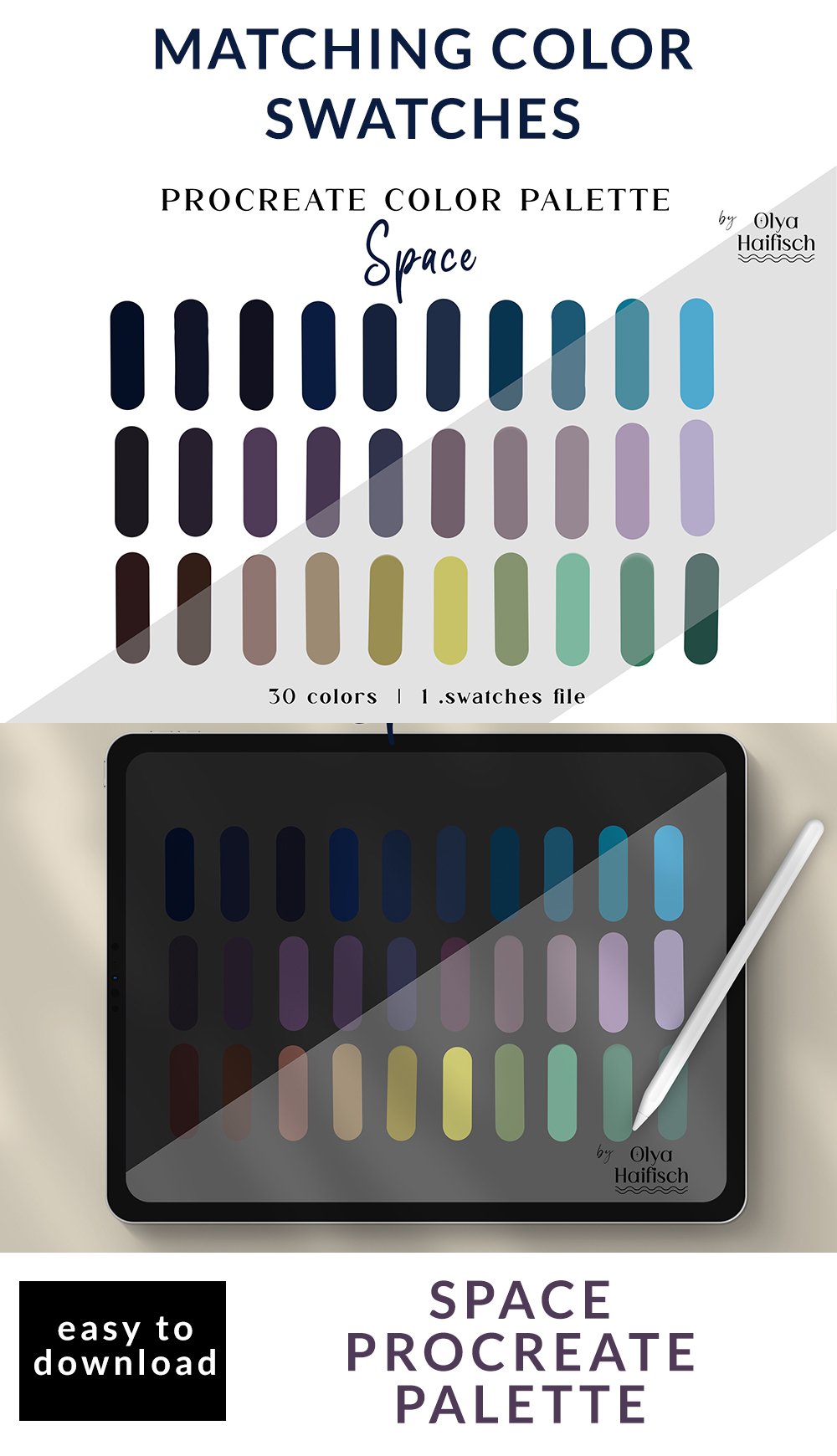 Space Pro Create Space Procreate Color Palette. Trendy Color Swatches