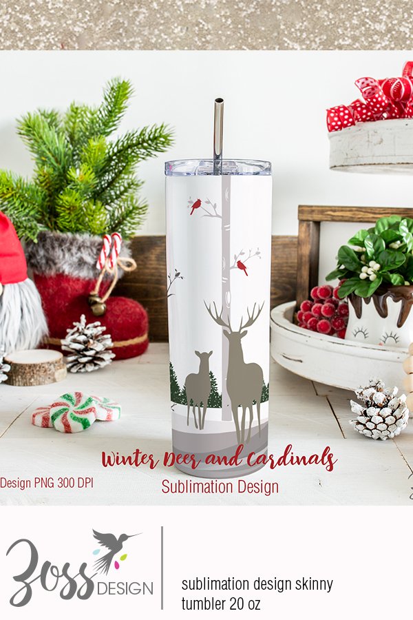 Christmas Deer woodland scene | sublimation design