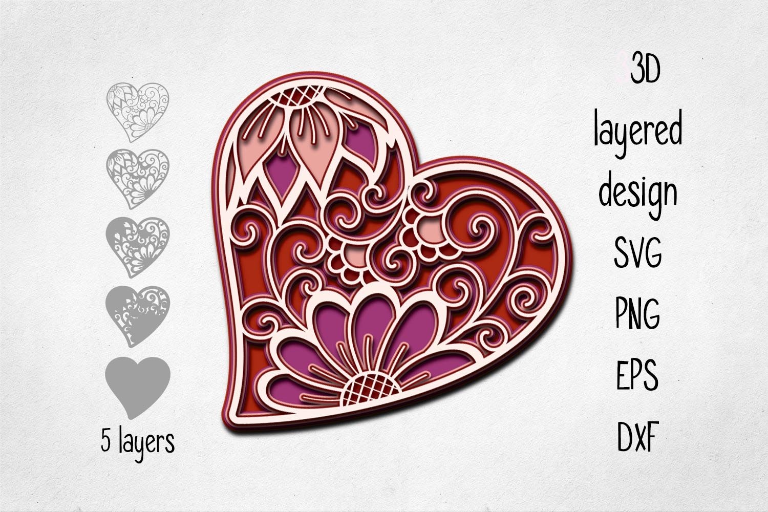 3D layered Heart Cut file (1129232)