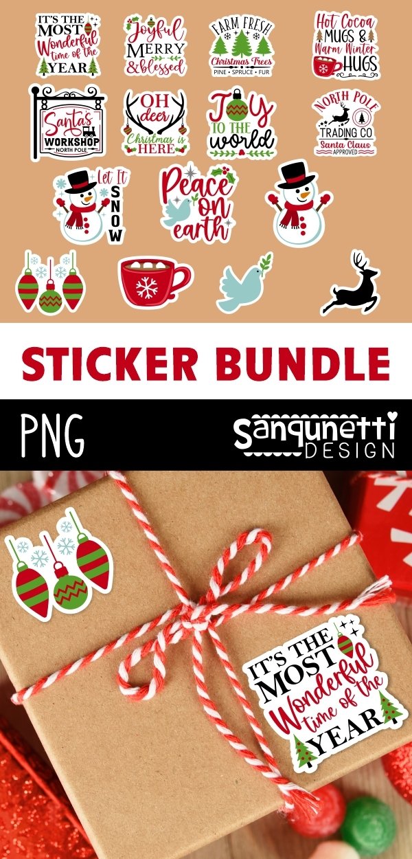 Christmas lettering and graphics PNG sticker bundle