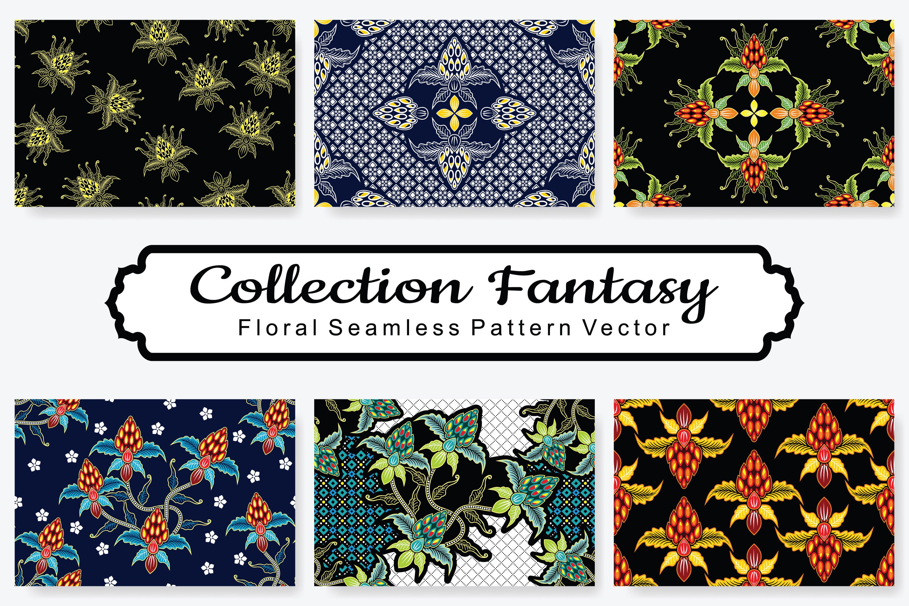 Set Of Fantasy Floral Vector Pattern Vol.9